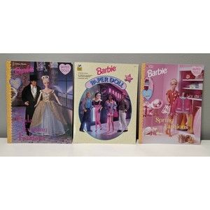 UNCUT Golden Book Barbie Paper Doll Lot of 3 Gala Evening Spring Fashions